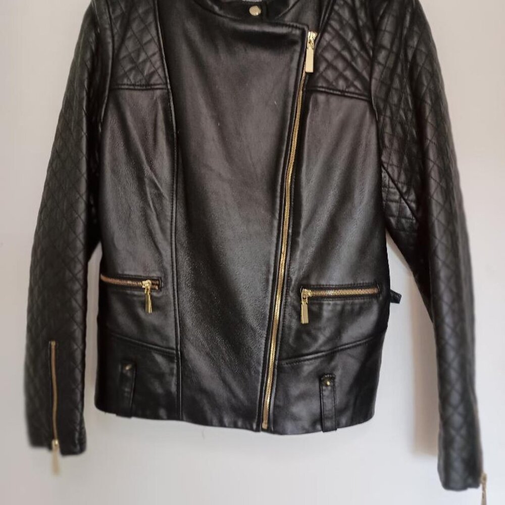 Vince Camuto leather motorcycle jacket